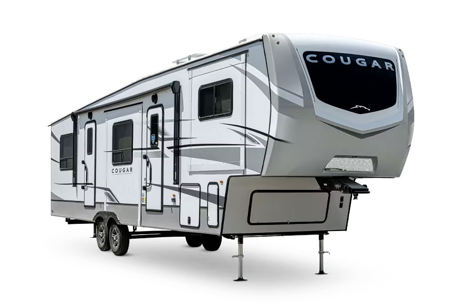 2023 cougar fifth wheel white exterior