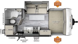 floorplan for the geo pro 19fbs travel trailer
